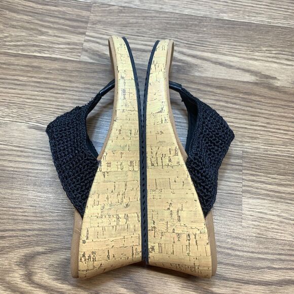 Skechers Luxe Foam Women's Size 11 Black Crochet Slip On Slide Wedge Sandals - Picture 2 of 9
